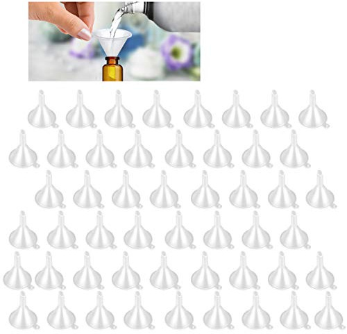 50 Pcs Mini Funnel TailaiMei Clear Plastic Funnels for Perfume Fragrance Essential Oils, Lab Bottles, Sand Art, Spices and Recreational Activities.