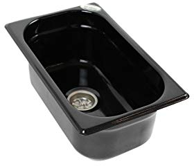 Edelstahl Spülbecken Design Dunkel Camping Spüle Waschbecken Camper Van Wohnmobil + Ablauf 265x160x100 mm (ad-ideen)
