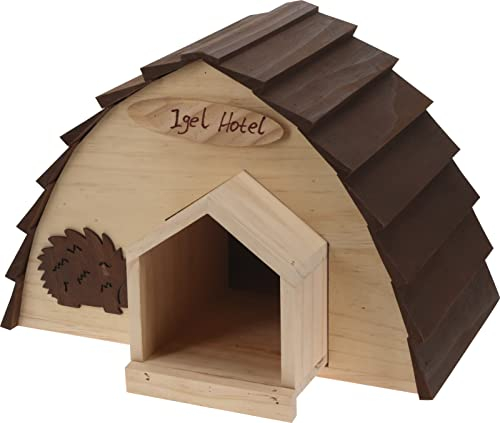 Koopmann Igelhaus Iglu mit Holzeingang 34, 5x20x23, 5 cm Igelhotel Igelhütte Igelpension Garten Igel Futterstelle Pension Überwintern Igelfutterhaus Winterquartier & Schutz für - fertig montiert