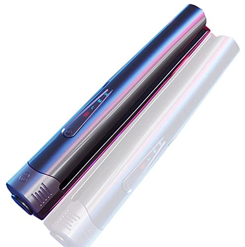 Mini Hair Straightening 2in1 Irons Professional, Rechargeable Battery Operated Hair Straightener 4800mAh,Mini Size Easy Carry,Titanium Plate Straightener Curling Iron More Then 40-Minutes (Gray)