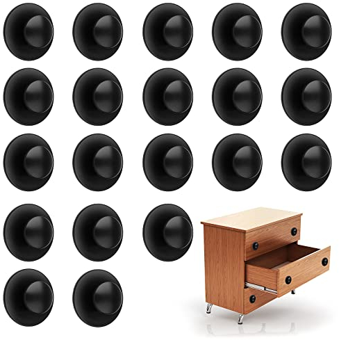 ASTER 20 Stück Schrankknöpfe, schrankknöpfe schwarz Selbstklebend, No Drilling Möbelknöpfe, Runde Knöpfe für Schränke, Schubladen, Kommoden, Türgriffe, Kleiderschränke
