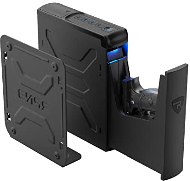 RPNB Gun Safe,Mounted Biometric Nightstand Handgun Safe with Quick Access Sliding Door, Pistol Safes for Wall Bedside Desk Vehicle with the Fingerprint, Keypad, Pistol Holder,Carbon Knight Series