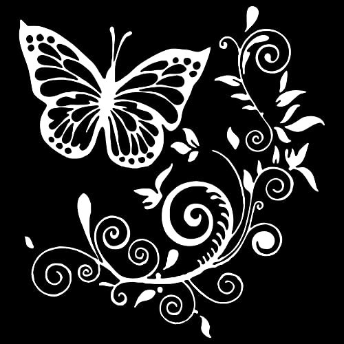 Flower Tendril Car Sticker, Butterfly Bonnet Sticker Car Flowers Sticker for Body Side Bumper Rear Window Tuning Sticker Tattoo Car Vine Sticker for Cars SUV Truck 25 cm x 25 cm