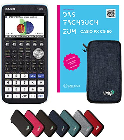Casio fx-CG50 Incl. Funda Protectora Azul y Libro especializado (92 páginas, DIN A4) – Calculadora gráfica – Smart Set (Alemán)