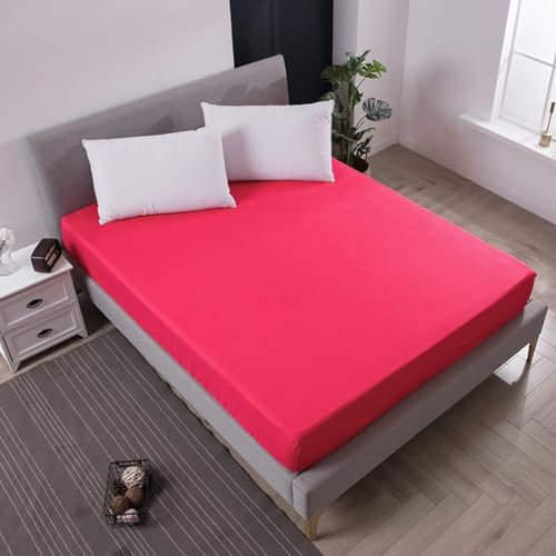 spannbettlaken Spannbetttücher spannbettlaken Baumwolle Matratzenhöhe bis 30 cm mikrofaser Baumwolle Spannbetttücher spannbettlaken für Boxspringbett Wasserbett 140x200cm Rose Rot
