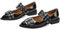 Bor Sint Ballerinas für Damen, spitze Zehenpartie, mit Nieten, Schnalle, bequeme flache Schuhe mit niedrigem Absatz, Schwarz, 43 EU