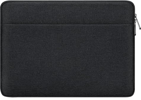 jooeer Funda Ordenador Portatil 15-16 Pulgadas Compatible con 15”/16” MacBook Air Pro M4/M3/M2/M1 15 Surface Laptop 6/5/4/3, Bolsa PC de Poliéster Impermeable Fina con Bolsillo, Negro