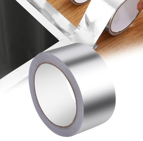 Ruban Adhésif Aluminium, 20m x 5cm Rouleau de Ruban Adhésif en Aluminium, Bande Adhésive Alu Haute Temperature, Ruban Scellant Métallique pour Réparation, Isolation Thermique, Étanchéité et Protection