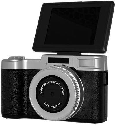 Appareil Photo Numérique 4K Camera vlog 64MP avec WiFi Appareil Photo Compact avec Carte TF de 32 Go Lumière Flash