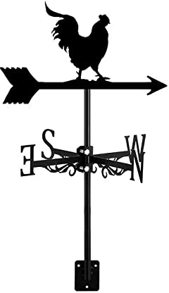 kazeRyu Veleta De Acero Inoxidable con Forma De Gallo For Granja: Indicador De Dirección del Viento For Jardín, Decoración Tipo Domo For Granero De Fácil Instalación.