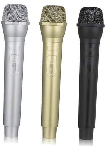 Gogogmee 3 Pièces Microphones Plastique Rétro Simulation pour Garçon Fille Accessoires de Scène pour Fête Anniversaire Karaoké Danse