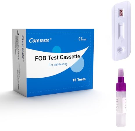 Coretests FOB Bowel Health Test (15 Count) – >98% Accurate Fecal Occult Blood Screen – No Dietary Restrictions – High Sensitivity 50 ng/mL – Fast Home Kit