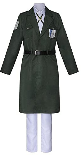 Xinchangda Levi - Disfraz de cosplay de Eren Jaeger, traje de cosplay de cuerpo de encuesta de anime, uniforme de la Legión Exploradora, Alas de la Libertad, disfraz de chaqueta larga y pantalones