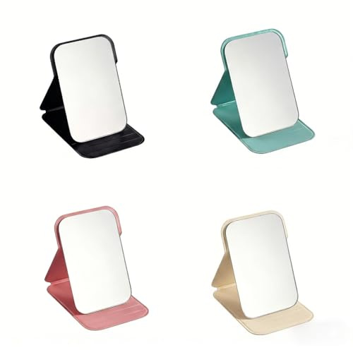 Rieoany Miroirs Voyage Pliant 4 Pièces, Petit Miroir de Poche pour Maquillage, Miroir Portable pour Femme, Miroirs de Main Blanc Rose Noir Vert