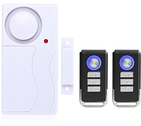 Mengshen Alarma de Puertas y Ventanas - Alarma Antirrobo Inalámbrica con Control Remoto, Fácil De Instalar, 105db (Incluye 1 Alarma y 2 Control Remoto)