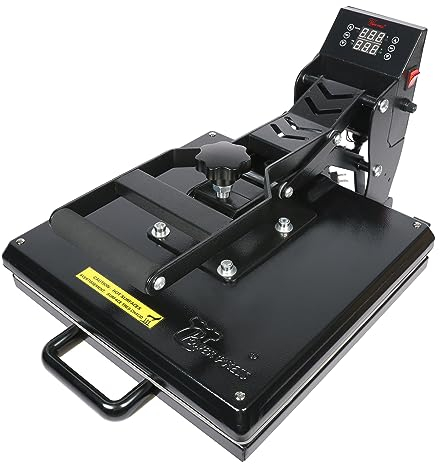 PowerPress Industrial-Quality Digital Sublimation Heat Press Machine for T Shirt, 15x15 Inch, Black
