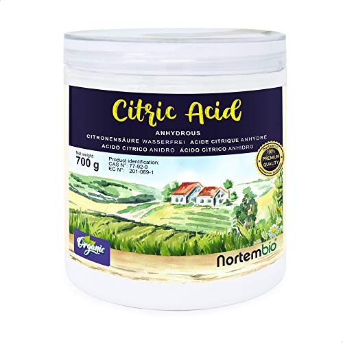 Nortembio Acido Citrico 700g. – Acido Citrico Anidro Concentrato 100 % Puro Certificato – Materia Prima per Produzione – Pulizia Domestica Multiuso – Senza OGM – E-Book Incluso