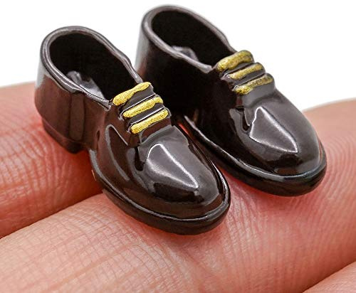 Odoria 1/12 Scale Dolls House Miniature Shoes Dollhouse Accessories, Black