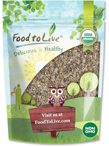 Food to Live - Organic Dill Seeds, 8 Ounces - Whole, Non-GMO Spice, Non-Irradiated Weed Seeds, Vegan, Dry, Bulk, High in Dietary Fiber, Calcium, Iron, Copper, Manganese, Magnesium and Zinc
