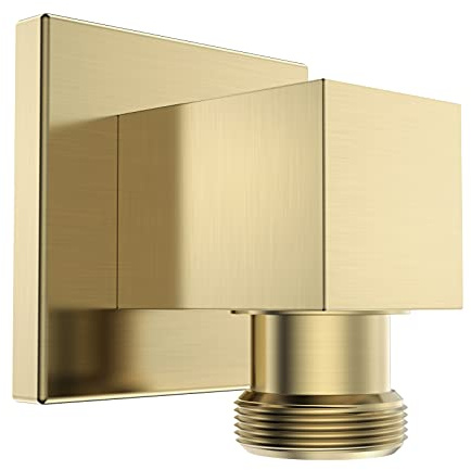 Lavatrum Wall Mounted Supply Elbow - Solid Brass Square Wall Supply Elbow With Check Valve (Square, Brushed Gold)