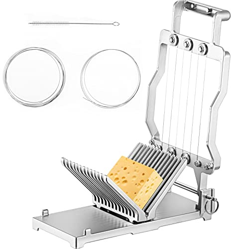 VEVOR Cheese Slicer,Butter Cutter with Wire 1 cm & 2 cm Cheeser Butter Cutting Blade Replaceable Cheese Slicer Wire, Cheese Cutter with 304 Stainless Steel Wire Kitchen Cooking Baking Tool