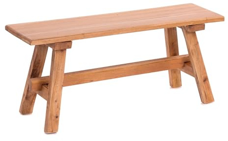 DESIGN DELIGHTS RUSTIKALE HOLZBANK Anzio 90 | 90x39x26cm (BxHxT), Bank aus Mahagoni Holz | zusammenklappbare Sitzbank, Holzbank, Küchenbank aus Holz, Faltbank | Farbe: 08 honigfarben gewachst