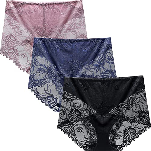 BLKDOTS Culottes Hipster Femme Taille Haute Culottes Invisibles en Dentelle Sous-Vêtements Respirants, M