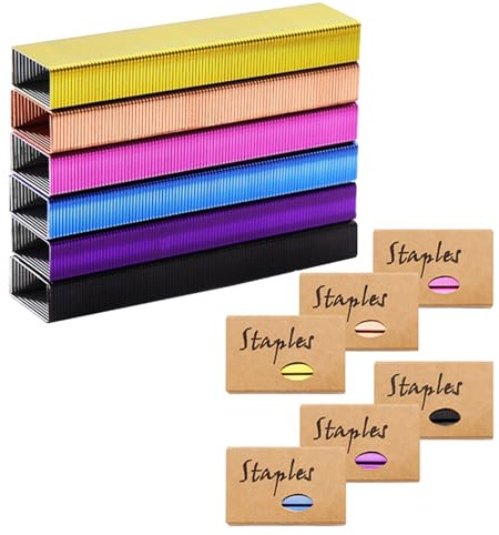NatSumeBasics 6000 Colored Staples Colorful 26/6 Standard Staple for Desk Manual Stapler Refill, 1000 Per Color, for Office Supplies Accessories (Colorful)