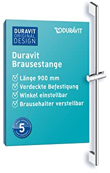 Duravit Universal Duschstange, Brausestange mit höhenverstellbarer Handbrausehalterung, variable Duschstange (900 mm), Chrom