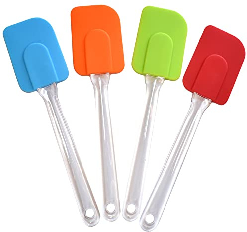 ebake Espatulas Silicona Cocina - Paquete de 4 Multicolores de Espatula Cocina para Mezclar, Espátula Silicona - Utensilios de Cocina de Silicona, Espatula Cocina Silicona Resistente al Calor