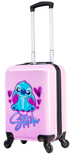 Disney Stitch Hartschalenkoffer 49.5 Zentimeter 28 Liter 4 Rollen - Geschenke für Kinder(S/49.5cm - 28L, Rosa)
