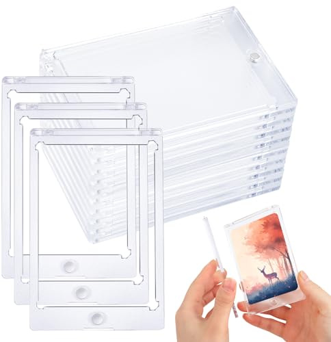 VMUTGA 10 Piezas Fundas Cartas Magnéticas, 35PT Magnetic Card Holder Transparente Protección UV Card Sleeves Funda de Tarjeta Acrílico para Cartas Coleccionables Tarjetas Deportes Béisbol Fútbol