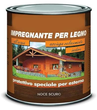 Paluplus Vernice Impregnante Protettivo per Legno da 750ml, Color Noce Scuro, Ravviva Protegge Impermealizza, Aspetto Semi-Lucido, Asciugatura Rapida, per Porte, Finestre, Persiane, Balconi -779M0,9