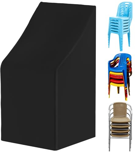 QWORK® Funda para sillas jardín, Funda Protectora sillas Resistente a los Rayos UV y al Agua 65 x 65 x 80/120 cm, para sillas apilables