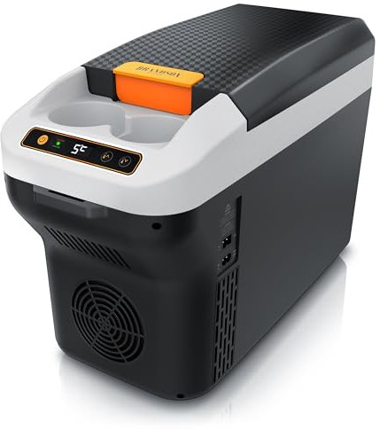 Brandson - Kühlbox elektrisch 10L – 230 V Netzspannung und 12 V KFZ Auto Bordspannung – kühlt und wärmt – Heizen max. 65°C – Herabkühlen ca 20°C unter der Umgebungstemperatur - Cool Grey