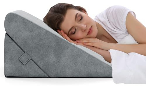 COSTWAY Keilkissen Lesekissen Rückenkissen Beinkissen, Memory Foam Bezug Waschbar, Reflux Kissen Erwachsene Bettsitzkissen Ergonomisch Venenkissen Relaxkissen für Bett & Sofa, Grau