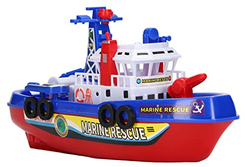 TIKATARER Spielzeugboot, Feuerboot Spielzeugbootspielzeug mit Automatischem Wasser Sprüht Wasser Aktiviertes Boote für Einfallsreiches Spiel