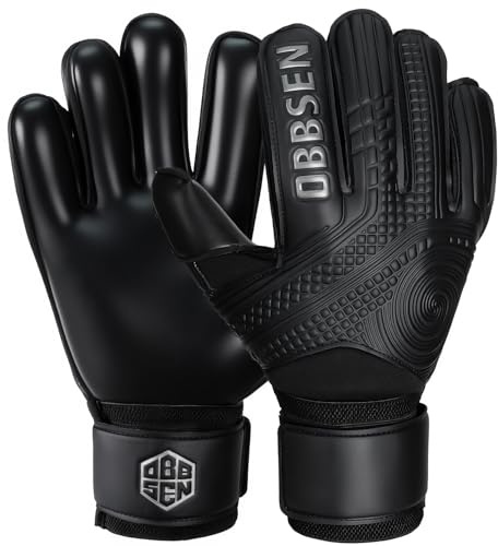 Obbsen Goalkeeper Gloves with Finger Spines, Football Goal Keeper Gloves with 4mm Latex for Super Grip Palm & Double Wrist Protection Funky Goalkeeping Gloves