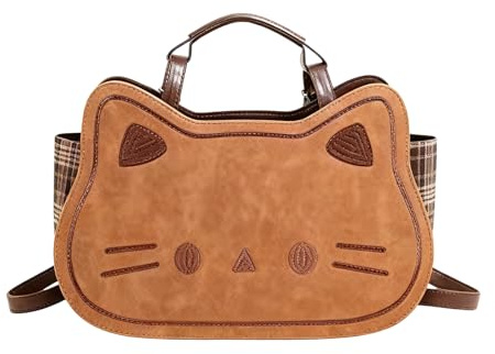 Genérico Mochila De Cuero Para Mujeres | Cartera De Gato - Bolso De Grande,Para Mujeres Niñas Damas Mamá Y Para Trabajo Viaje Compras Escuela Universidad