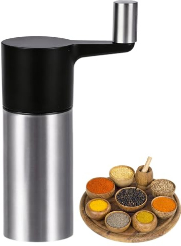 Macinino per noce moscata in acciaio inox con manovella, macinino per noce moscata regolabile e grattugia per moscata con contenitore per conservare 3 noci moscate, macinaspezie manuale per cucina