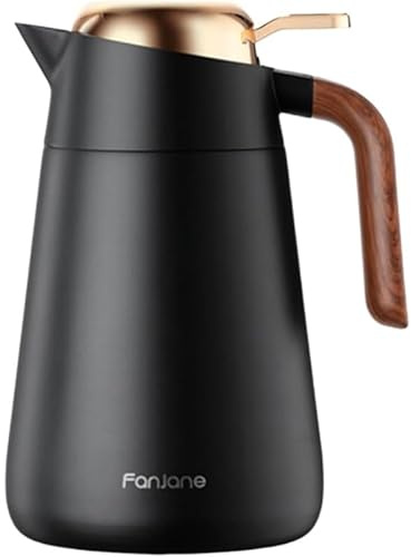 Tubayia Brocca isolata sottovuoto, teiera termica V Pour, 1600 ml, in acciaio inox, per limonata, acqua, barbecue (nero)