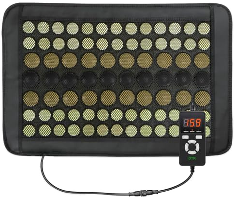 UTK Far Infrared Heating Pad for Back, Hot to 159℉, Infrared Heating Pads with 52 Natural Jade & 30 Tourmaline Stones, EMF Free, 24 Timers & Auto Shut Off, Gift for Women Men, Size: 23.5 x 16''