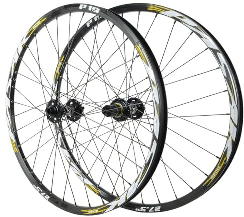 QUYCOIU 26/27,5/29-tums Mountainbikehjul Skivbroms 32 Hål Genomgående Axel F12*100/R12*142 Mm XC/AM-hjulsats Fälg I Aluminiumlegering Fram-/bakhjul För 7–12-växlad Kassett(Black-gold,26in)