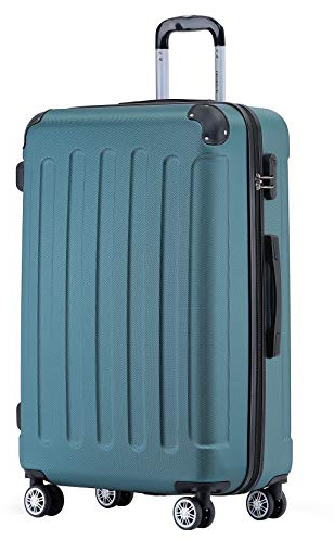 BEIBYE Zwillingsrollen Hardcase Reisekoffer Koffer Trolleys Hartschale in XL-L-M in 14 Farben (Dunkelgrün, Großer Koffer (76 cm))