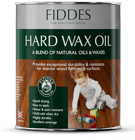 Fiddes Hard Wax Oil Internal Natural Wood Flooring Worktops - Light Oak - 1Litre