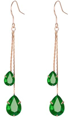 Vissen Zirconium Pendante Boucles d'oreilles Femme Plaqué or Longue Chaîne Crochet Boucle oreille Cadeau Bijoux