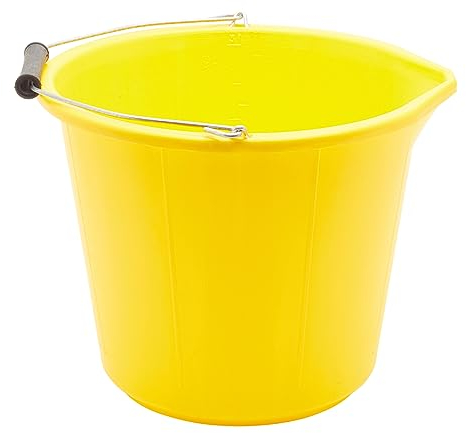 ProDec Heavy Duty Yellow 14 Litre (3 Gallon) Plastic Builders Bucket, Cement & Plastering Bucket, Heavy Duty Buckets, Black Buckets