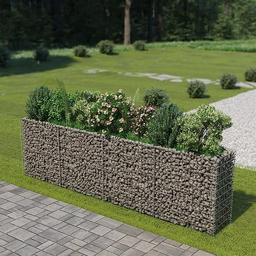 Gabion - Bancal elevado (acero galvanizado, 360 x 50 x 100 cm), color plateado