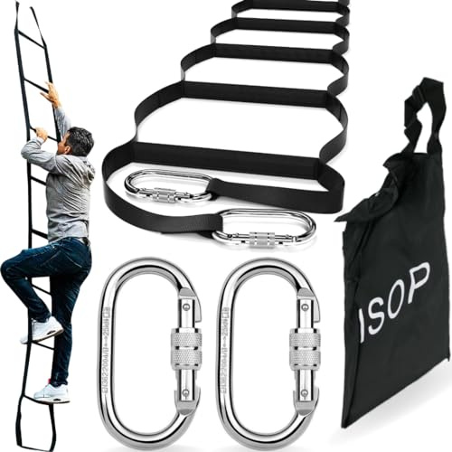 ISOP Emergency Escape Ladder 4 Story 32 ft | Reusable Fire Escape Ladder | Snap Hooks Included - Lightweight, Compact & Durable up to 470 lbs. | Fire Emergency Equipment | Climbing Up, Down Stairs