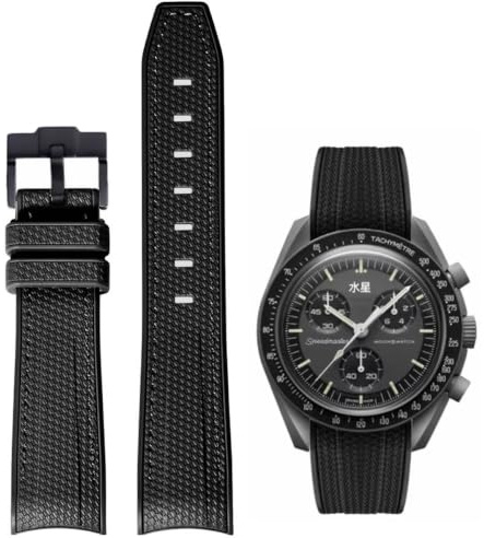 AIYIRUO Cinturini per Orologi per Omega x Swatch MoonSwatch Orologio 20mm Gomma Speedmaster Cinturino di Ricambio,Bracciale Curvo per Uomo Bracciale Omega X Swatch Moonswatch